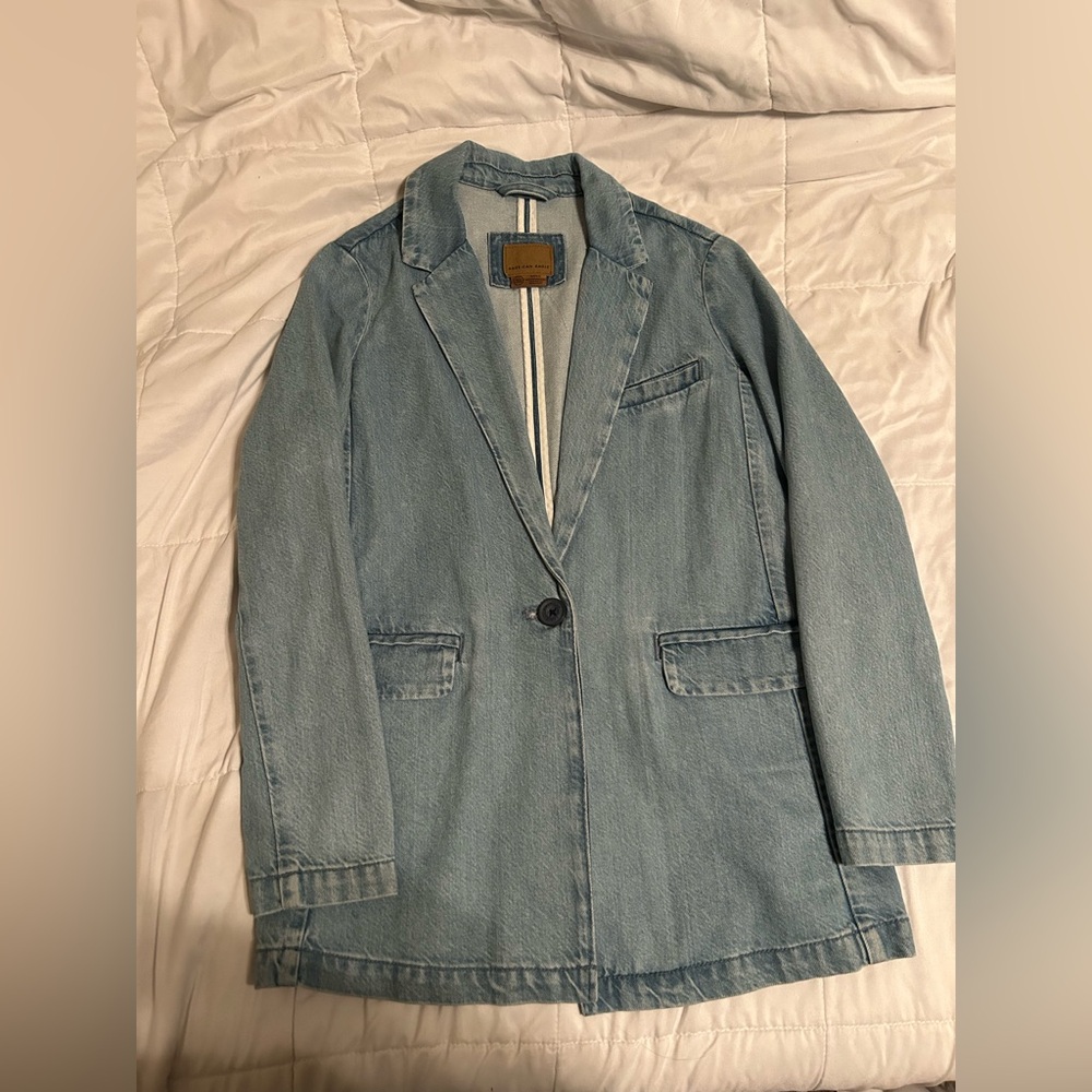American Eagle Outfitters Light Blue Denim Blazer